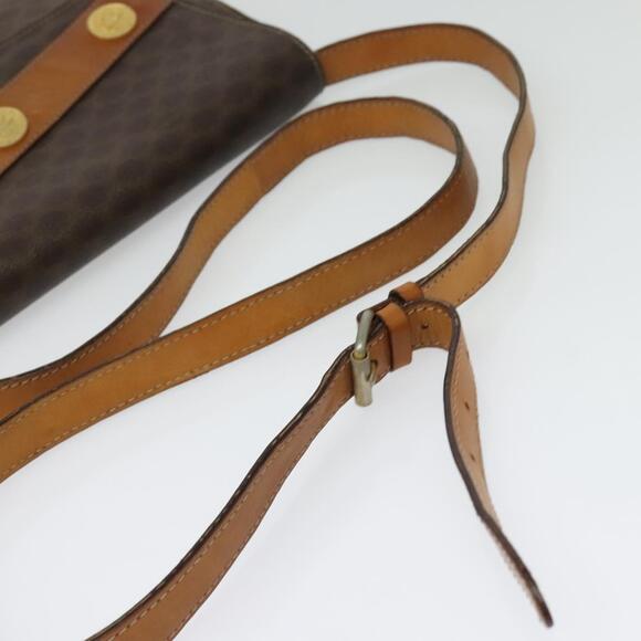 CELINE Macadam Canvas Shoulder Bag Pvc Leather Brown Gold - Picture 7 of 12